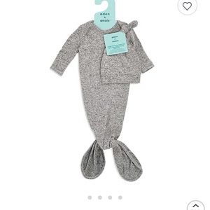 aden + anais Size 0-3M 2-Piece Knot Gown and Hat Set in Grey